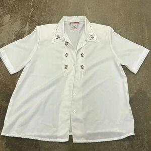 Vintage coquette women button  down short sleeve shirt